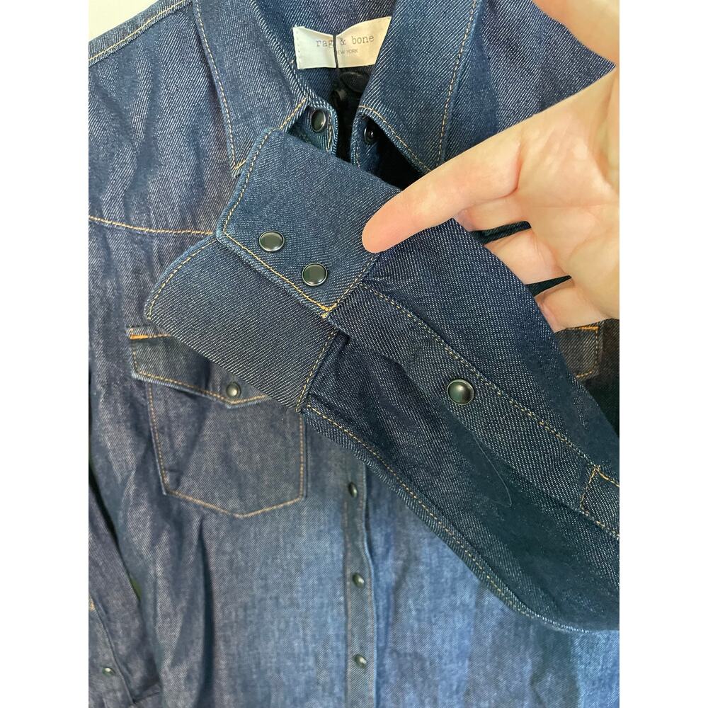 NWT Rag & Bone Wyatt Icon Snap Front Western Denim Shirt Dark Wash Size Small - Picture 6 of 9